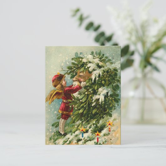 Victoriaans Santa Post-Kaart Feestdagenkaart (Staand voorkant)