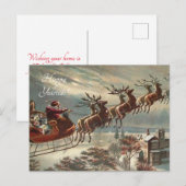 Victoriaans Santa sleigh over stad Briefkaart (Voorkant / Achterkant)