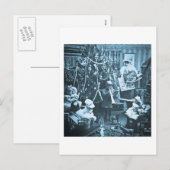 Victoriaans Santa Stereoview Cyaan Feestdagenkaart (Voorkant / Achterkant)