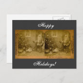  Victoriaans Santa Stereoview Feestdagenkaart (Voorkant / Achterkant)