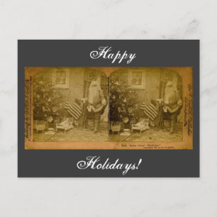 Victoriaans Santa Stereoview Feestdagenkaart