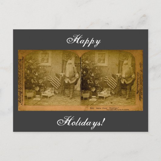  Victoriaans Santa Stereoview Feestdagenkaart (Voorkant)