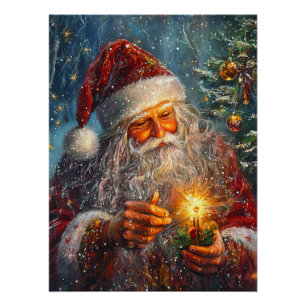 Victoriaans Santa's Candlelight Poster