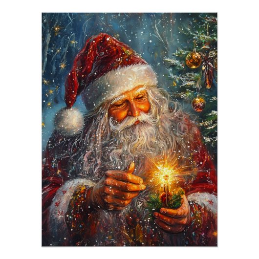 Victoriaans Santa's Candlelight Poster (Voorkant)