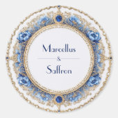 Victoriaans Sapphire Jewel Wedding Sticker (Voorkant)