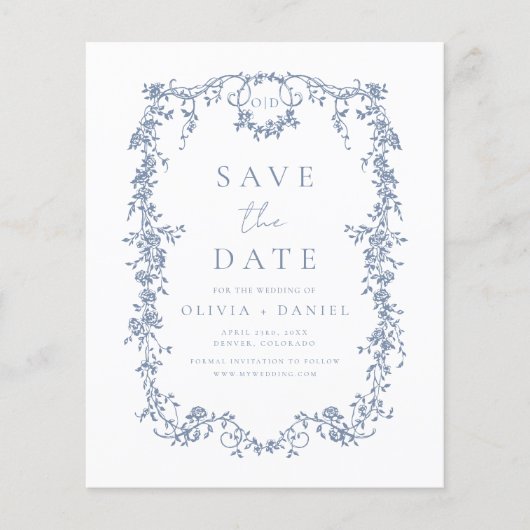 Victoriaans Save the Date Foto Franse bruiloft (Voorkant)