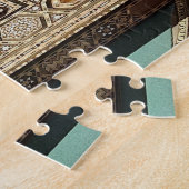 Victoriaans schaakprobleem met schaakmat legpuzzel (Zijkant)