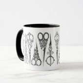 Victoriaans schaar- en schaar-elegante naaimachine mok (Voorkant links)