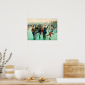 Victoriaans schaatsen  winterseizoen poster (Keuken)