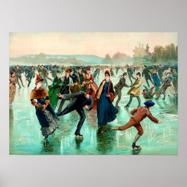 Victoriaans schaatsen  winterseizoen poster