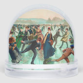 Victoriaans schaatsen  winterseizoen sneeuwbol (Achterkant)