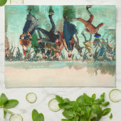 Victoriaans schaatsen  winterseizoen theedoek (Gevouwen)