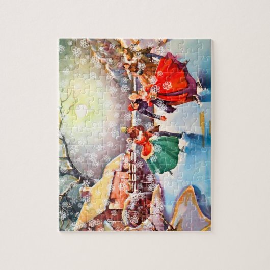  Victoriaans schaatsers Legpuzzel (Verticaal)