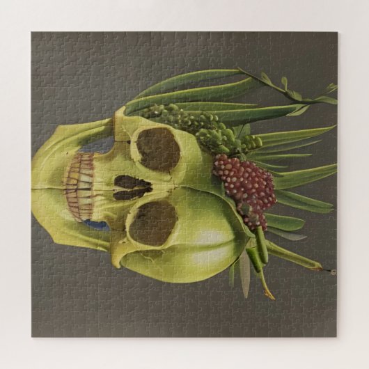 Victoriaans schedel, afwerking en druiven legpuzzel (Horizontaal)