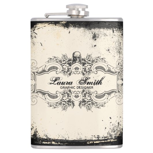 Victoriaans schedel heupfles (Voorkant)