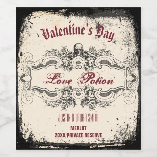  Victoriaans schedel Wijn Etiket (Enkel label)