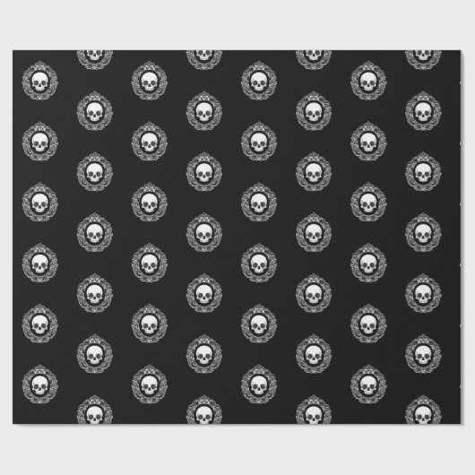 Victoriaans schedelcameo cadeaupapier (Vlak)