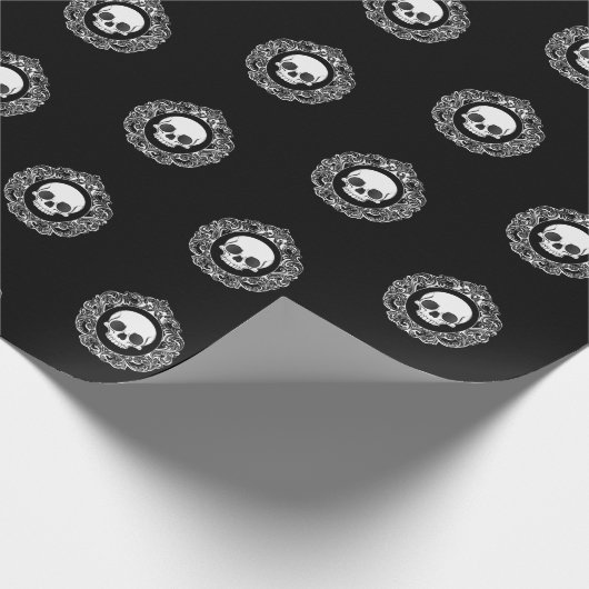 Victoriaans schedelcameo cadeaupapier (Hoek)