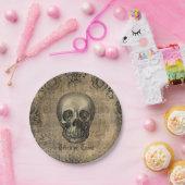 Victoriaans schedelgrunge halloween papieren bordje (Feest)