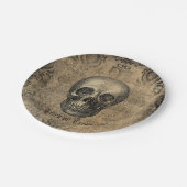 Victoriaans schedelgrunge halloween papieren bordje (Gekanteld)