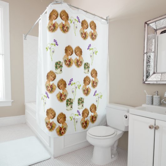 Victoriaans schoengordijn douchegordijn (In situ)