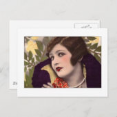 Victoriaans schoonheid in paarse jas briefkaart (Voorkant / Achterkant)