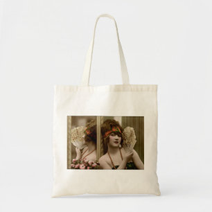 Victoriaans schoonheid met ventilator en reflectie tote bag