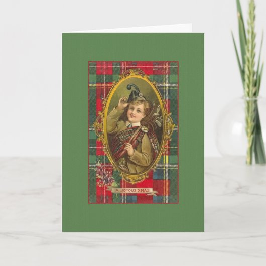 Victoriaans Schotse doedelzak kerst Kaart (Voorkant)
