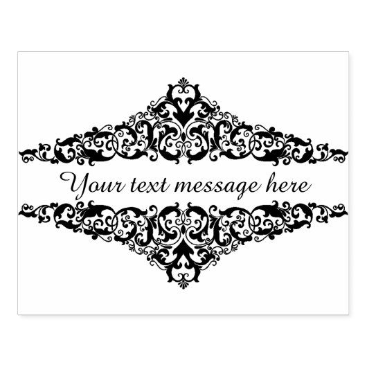  VICTORIAANS SCHROLLEN - VOEG UW BERICHT TOE RUBBERSTEMPEL (Afrduk)