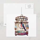 Victoriaans schroot Die cut Bird Cage Briefkaart (Voorkant / Achterkant)