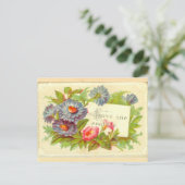 Victoriaans scrapbook bloemen: "Love One " Briefkaart (Staand voorkant)