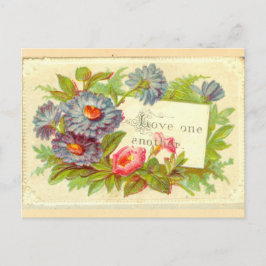 Victoriaans scrapbook bloemen: "Love One " Briefkaart