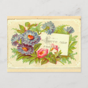 Victoriaans scrapbook bloemen: "Love One " Briefkaart
