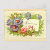 Victoriaans scrapbook bloemen: "Love One " Briefkaart (Voorkant)