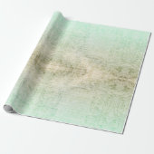 Victoriaans script bloemendamast muntcrème goud cadeaupapier (Uitgerold)