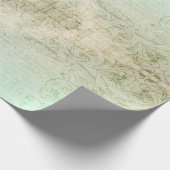 Victoriaans script bloemendamast muntcrème goud cadeaupapier (Hoek)