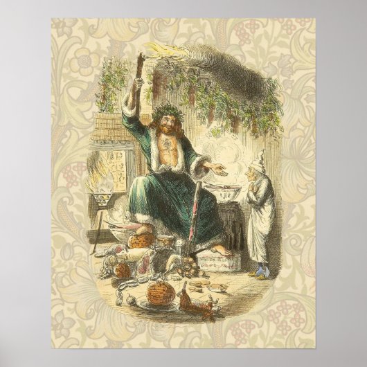 Victoriaans scroller met kerstcadeau poster (Voorkant)