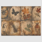 Victoriaans Sepia Autumn Maple Ephemera Decoupage Tissuepapier (Voorkant)
