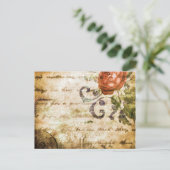   Victoriaans Sepia Roos Parchment Briefkaart (Staand voorkant)