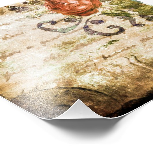   Victoriaans Sepia Roos Parchment Foto Afdruk (Hoek)