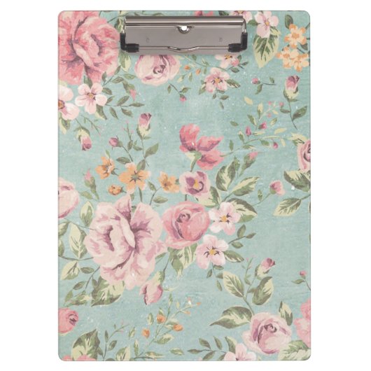  Victoriaans shabby chic bleek blauw florrood Klembord (Voorkant)