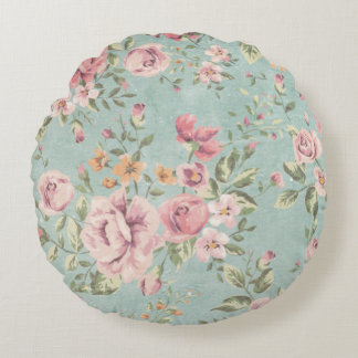 Victoriaans shabby chic bleek blauw florrood Rond Kussen