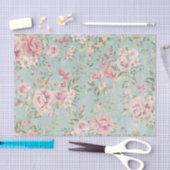  Victoriaans shabby chic bleek blauw florrood Tissuepapier (Craft)