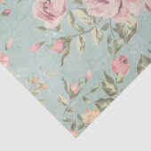 Victoriaans shabby chic bleek blauw florrood Tissuepapier (Detail)