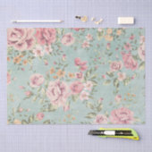 Victoriaans shabby chic bleek blauw florrood Tissuepapier (Craft)