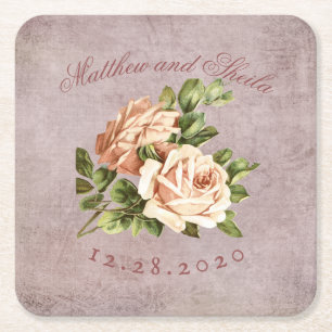 Victoriaans Shabby Chic Roos Kartonnen Onderzetters