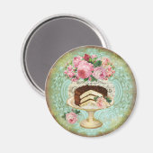 Victoriaans Shabby Chic Rozen & Cake Patisserie Magneet (Voorkant / Achterkant)