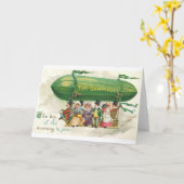 Victoriaans Shamrock Blimp St. Patrick's Day Kaart (Gele Bloem)