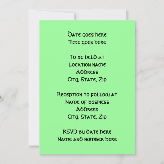 Victoriaans shamrock bruiloft kaart (Achterkant)