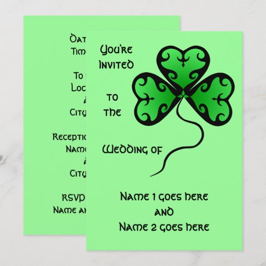 Victoriaans shamrock bruiloft kaart (Voorkant / Achterkant)